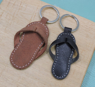 Genuine leather slipper style keychain [Set of 2]