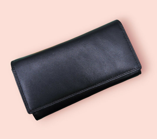 Genuine leather premium black clutch