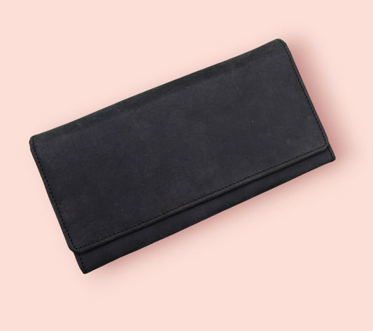 Genuine leather grey rustic clutch wallet