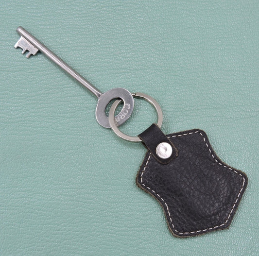 Genuine leather keychain with nickel finish keyring [Set of 2]