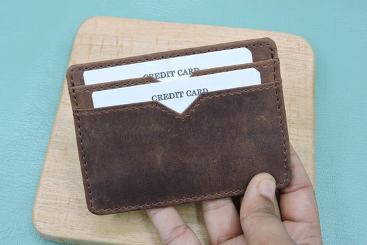 Genuine leather pocket size credit card holder