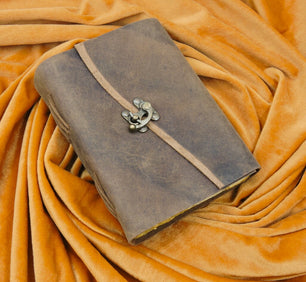Handcrafted  C lock journal with handmade recycle vintage cotton paper