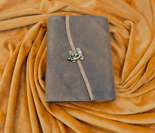 Handcrafted  C lock journal with handmade recycle vintage cotton paper