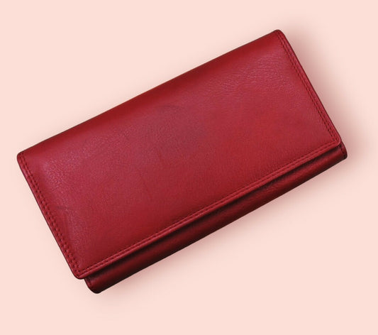 Genuine leather premium clutch wallet with adjustable snap closure